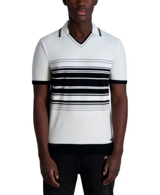 Мужской свитер с коротким рукавом и полосатым воротником от КАРЛА ЛАГЕРФЕЛЬДА в ПАРИЖЕ