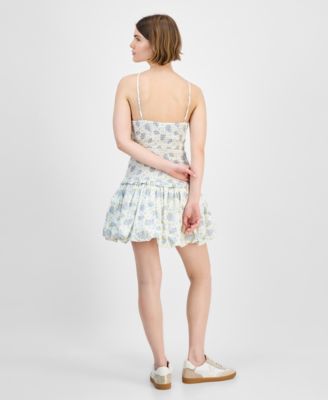 Women's Printed Cotton Halter Smocked Bubble-Hem Dress, Exclusively at Macy's