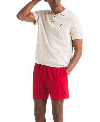 Men's Sailboat Textured Sweater Polo Shirt