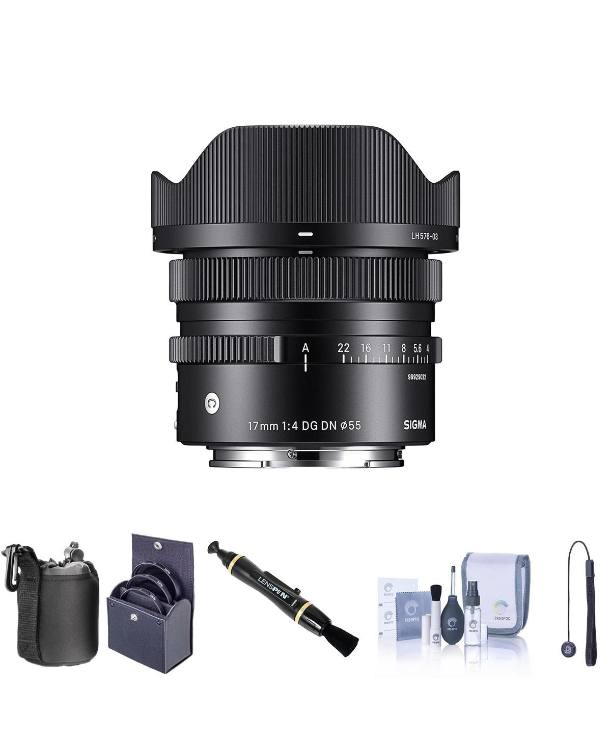 Sigma 17mm f/4.0 Dg Dn Contemporary Lens for Sony E Bundle with 55mm Filter Kit, Lens Pouch, Lens Cleaner, Cleaning Kit, Lens Cap Tether