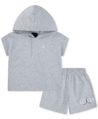 Jordan - Baby Boys French Terry Henley Hoodie & Shorts, 2 Piece Set