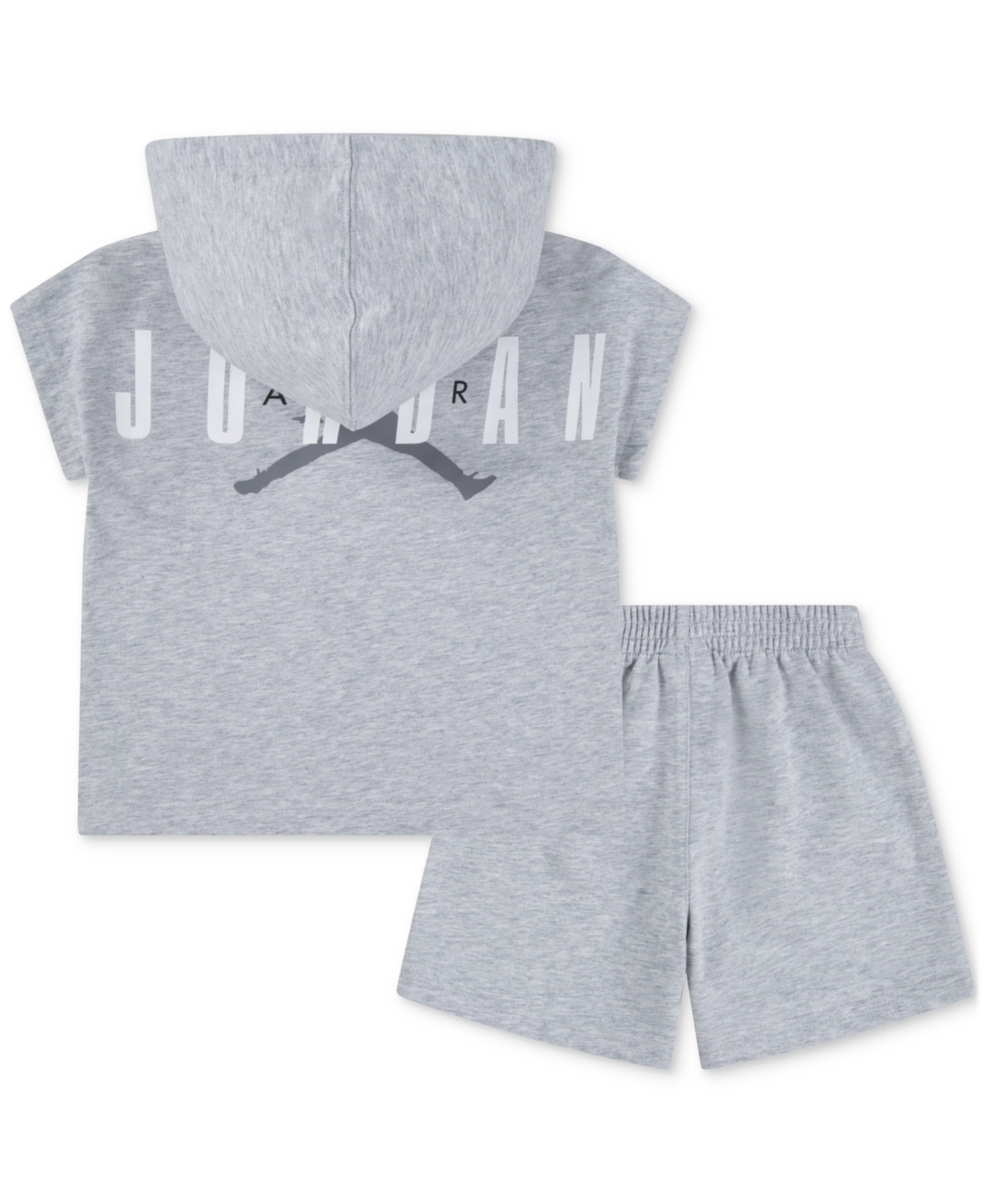 Jordan French Terry Henley Hoodie & Sweat Shorts Set In Gray