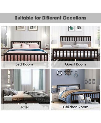 Wood Bed Frame Support Platform with Headboard and Footboard