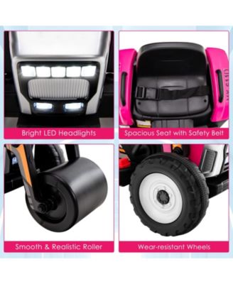 12V Kids Ride on Road Roller with 2.4G Remote Control-Pink