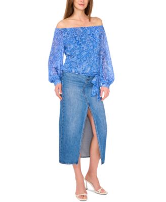 Женский топ с открытыми плечами и узором Пейсли от Vince Camuto