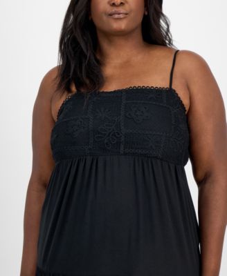 Trendy Plus Size Embroidered Lace Trim Sleeveless Maxi Dress