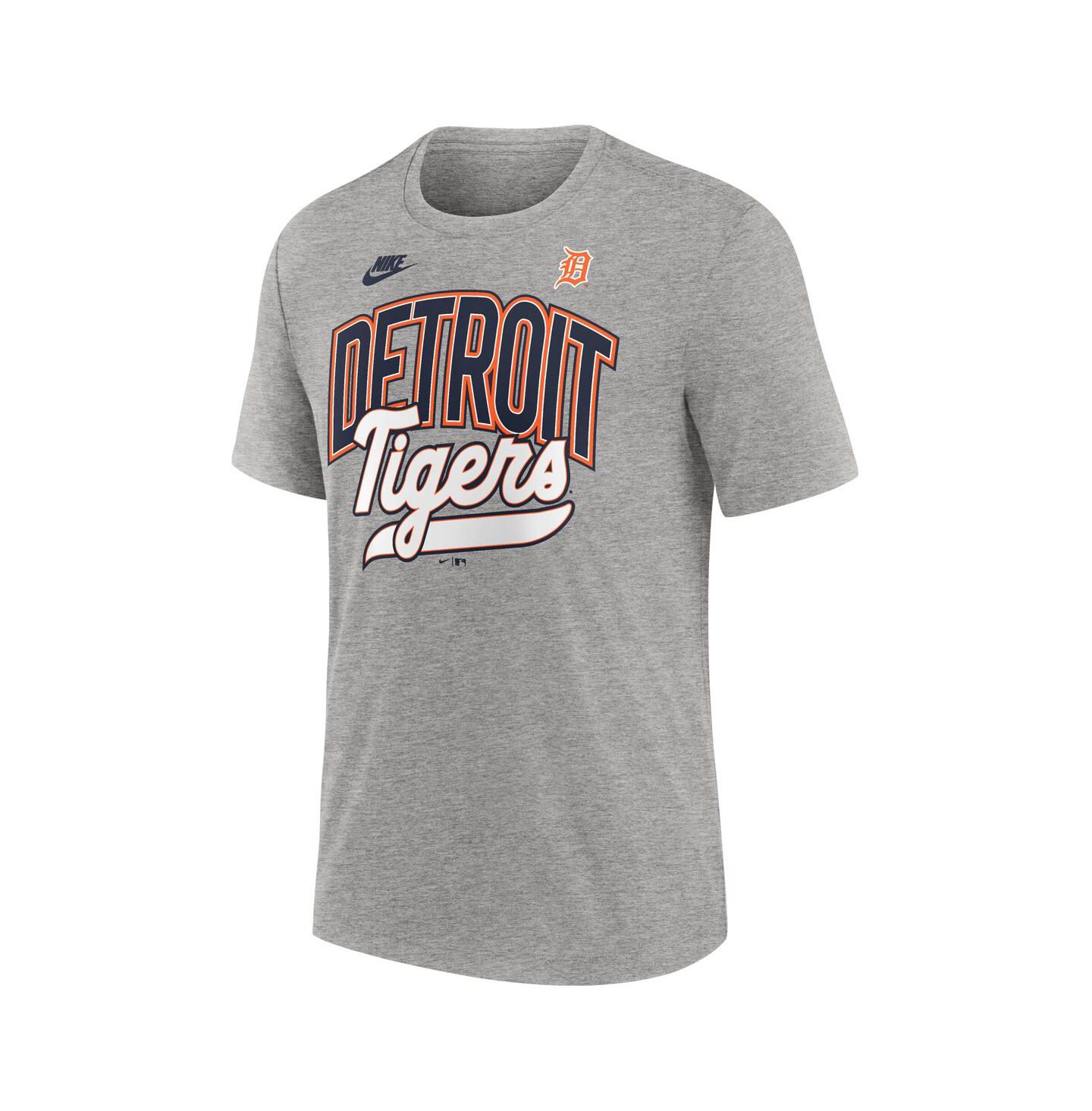 Мужская футболка Nike Heather Gray Detroit Tigers Cooperstown Collection Retro Tri-Blend — фото 2