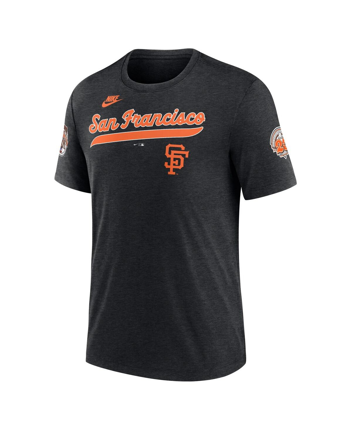 Nike Heather Black San Francisco Giants Cooperstown Collection Eras Tri-blend T-shirt In Heather Black