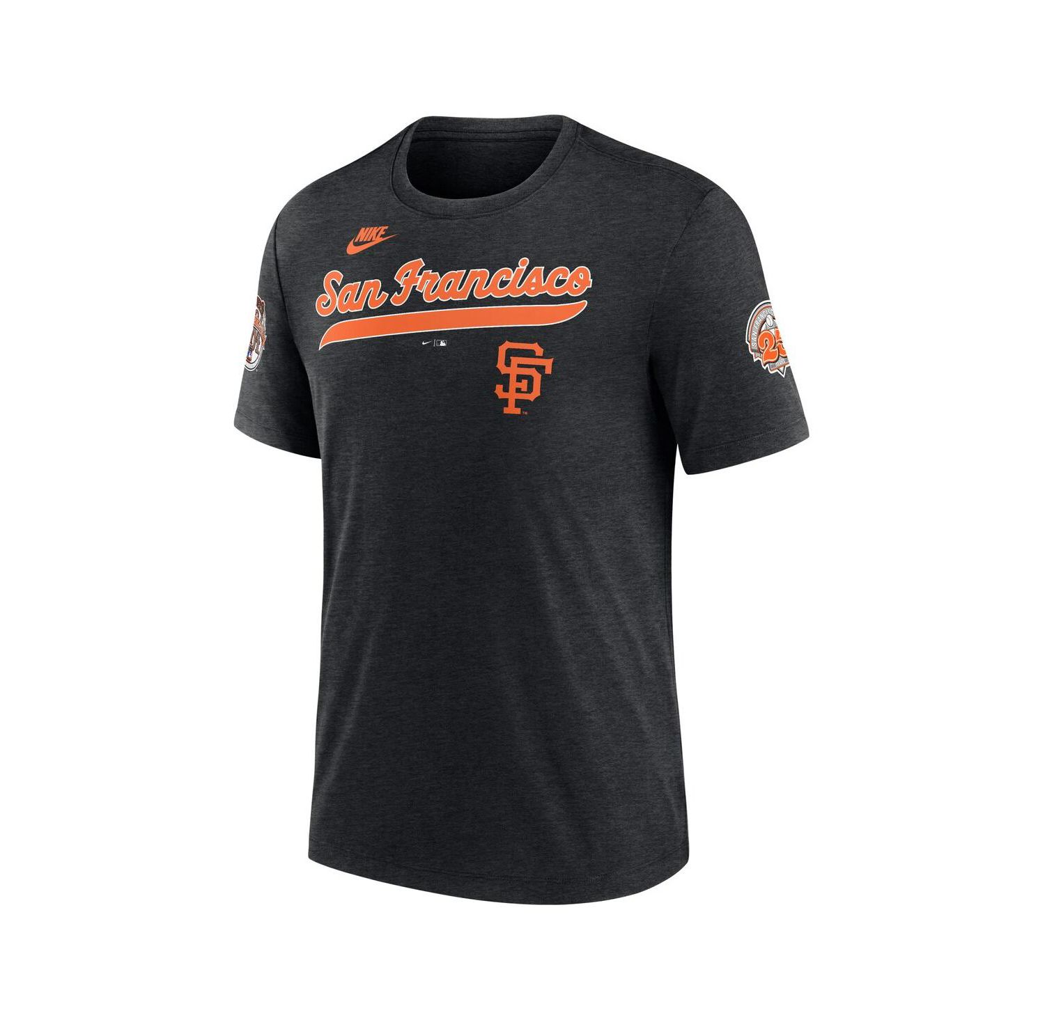 Men's Heather Black San Francisco Giants Cooperstown Collection Eras Tri-Blend T-Shirt