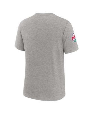 Men's Heather Gray Philadelphia Phillies Cooperstown Collection Eras Tri-Blend T-Shirt