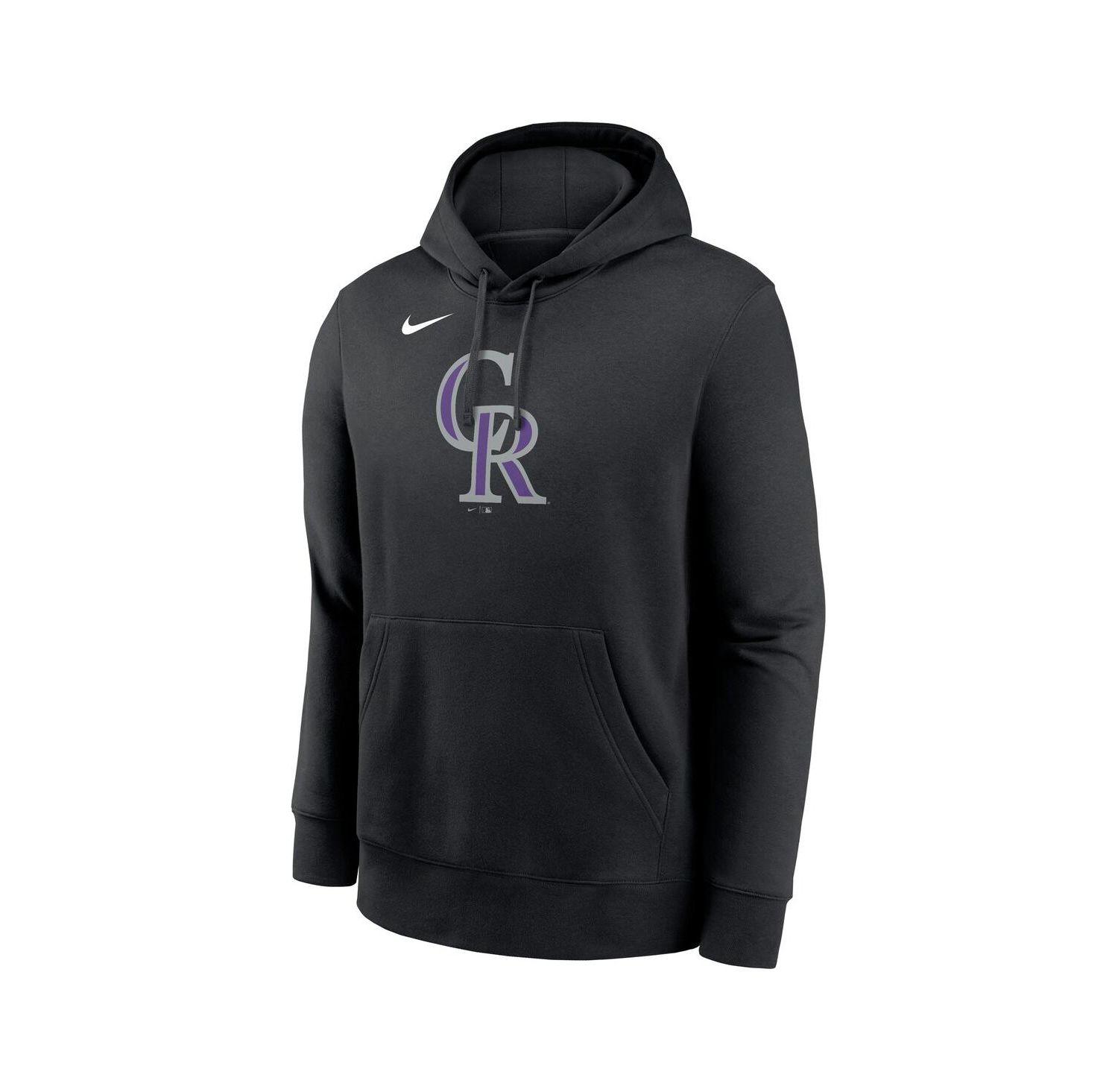 Men's Black Colorado Rockies Logo Club Fleece Pullover Hoodie