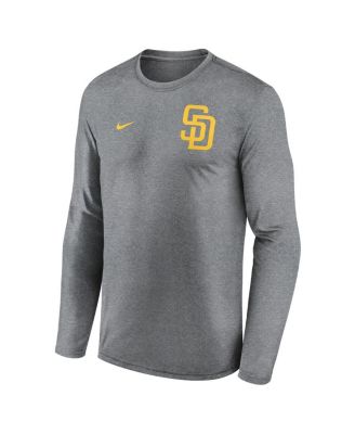Men's Heather Charcoal San Diego Padres 2-Hit Legend Performance Long Sleeve T-Shirt