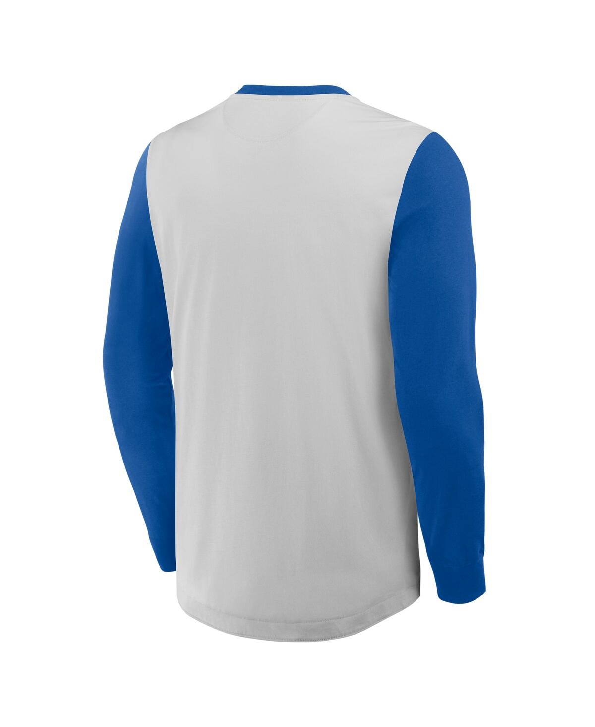 Fanatics Men's Gray/royal New York Mets Clubhouse Long Sleeve Henley T-shirt In Gray,royal