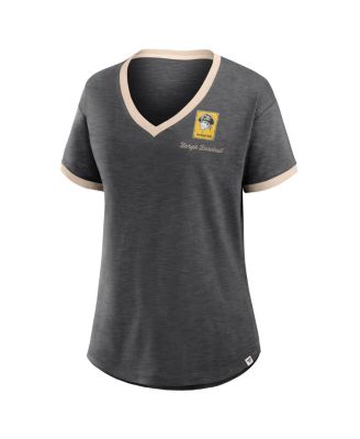 Women's Black Pittsburgh Pirates Binge Worthy Stadium Slub V-Neck T-Shirt