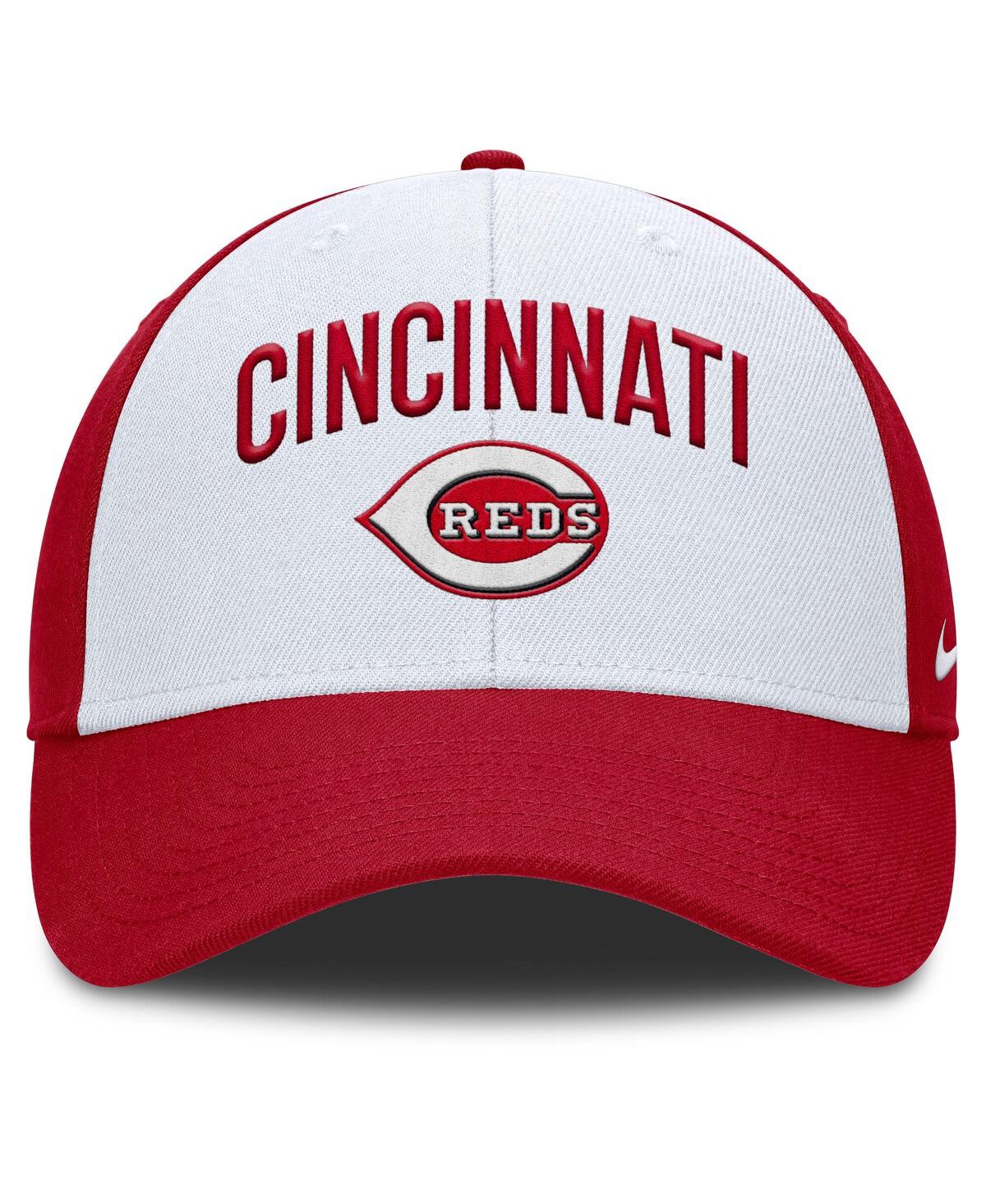 Nike Men's White/red Cincinnati Reds Club Performance Adjustable Hat In White,red