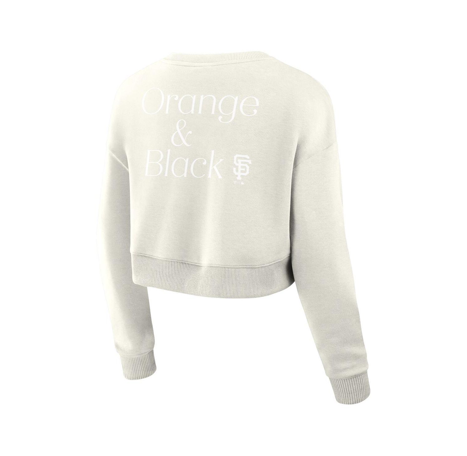 Women's Cream San Francisco Giants Relax Studio Cropped Pullover Sweatshirt
