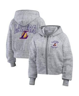 WEAR by Erin Andrews - Women's Heather Gray Los Angeles Lakers Speckled Radiator Full-Zip Hoodie