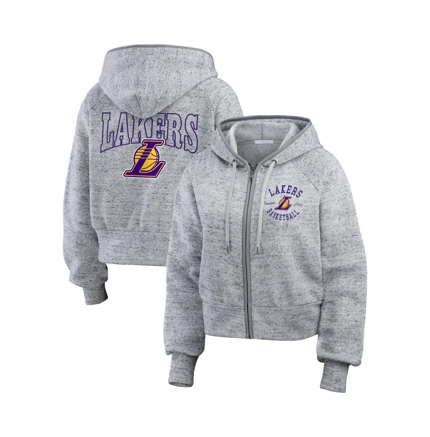 Женское худи WEAR by Erin Andrews Heather Gray Los Angeles Lakers Speckled Radiator Full-Zip — фото 1