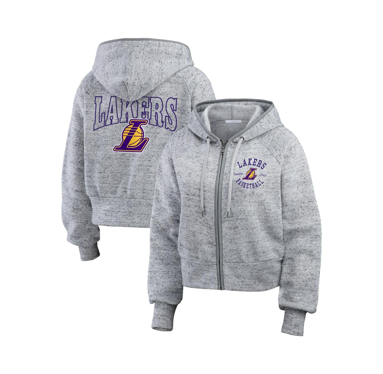 Women's Heather Gray Los Angeles Lakers Speckled Radiator Full-Zip Hoodie