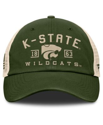 Men's Olive Kansas State Wildcats OHT Military Appreciation Frontier Trucker Adjustable Hat