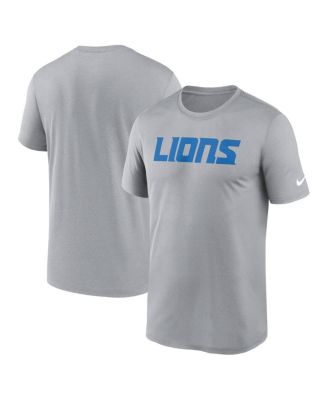 Nike - Men's Heather Gray Detroit Lions Primetime Legend Wordmark Performance T-Shirt