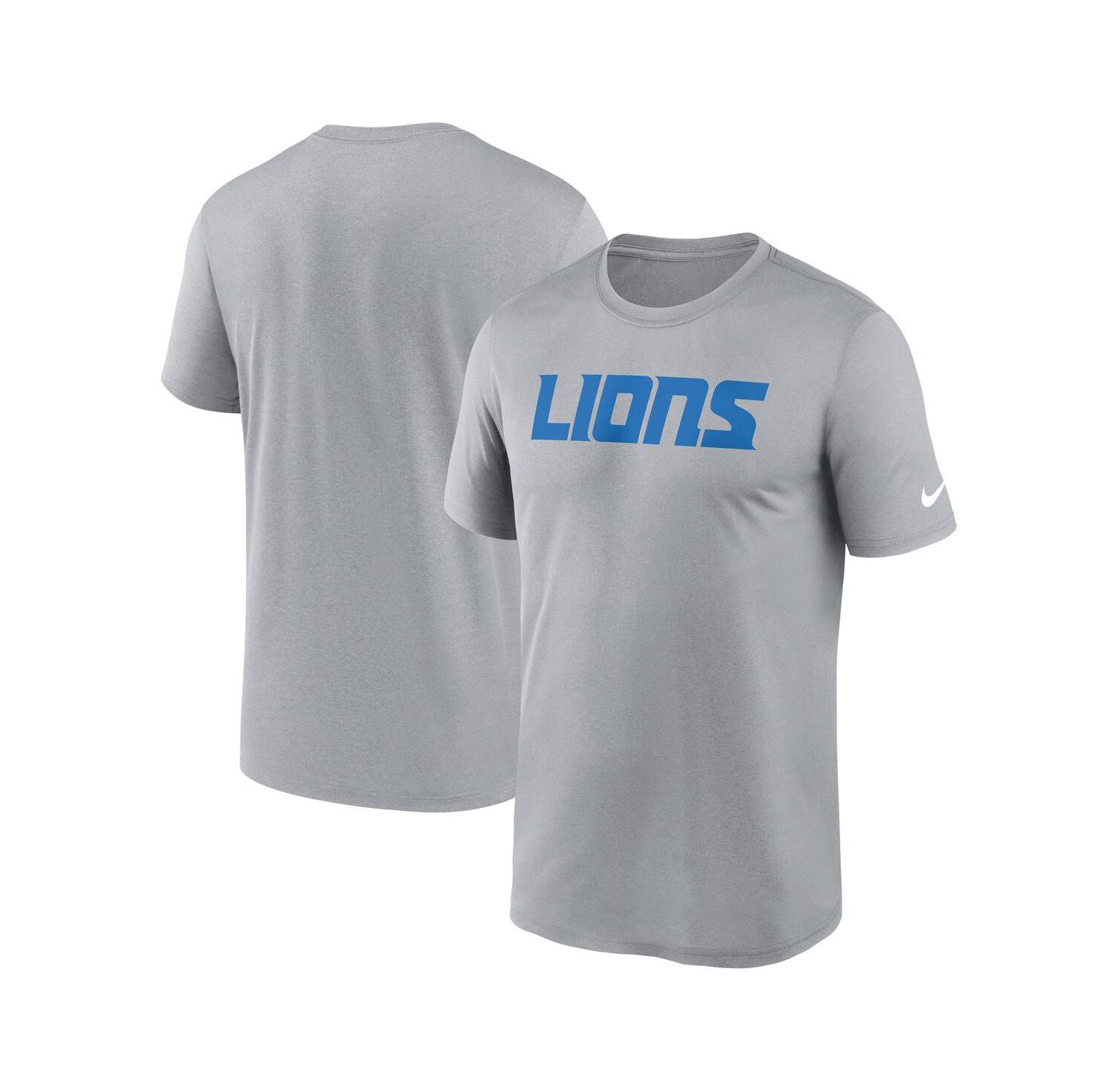 Men's Heather Gray Detroit Lions Primetime Legend Wordmark Performance T-Shirt