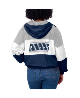 Women's Navy Dallas Cowboys Plus Size Color Block Full-Zip Windbreaker Jacket