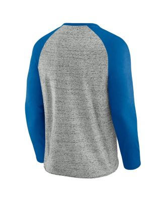 Men's Heather Gray Milwaukee Brewers Raw Edge Raglan Long Sleeve Baseball T-Shirt