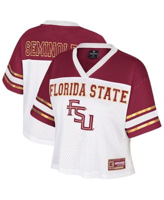 Colosseum - Women's White Florida State Seminoles Treasure Cropped Football Jersey