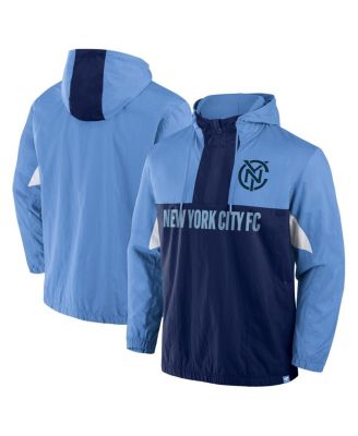 Fanatics - Men's Sky Blue New York City FC Free Kick Woven Quarter-Zip Hoodie Jacket