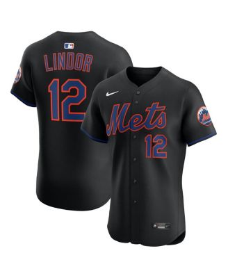 Nike - Men's Francisco Lindor Black New York Mets Alternate Elite Jersey