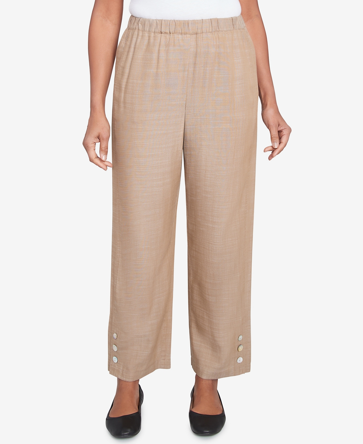 Petite Summer Solstice Relaxed Button Detail Ankle Pant - Bamboo