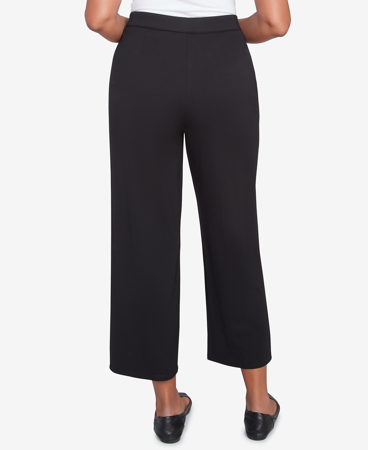 Alfred Dunner Petite Flat Front Relaxed Ankle Pants In Black