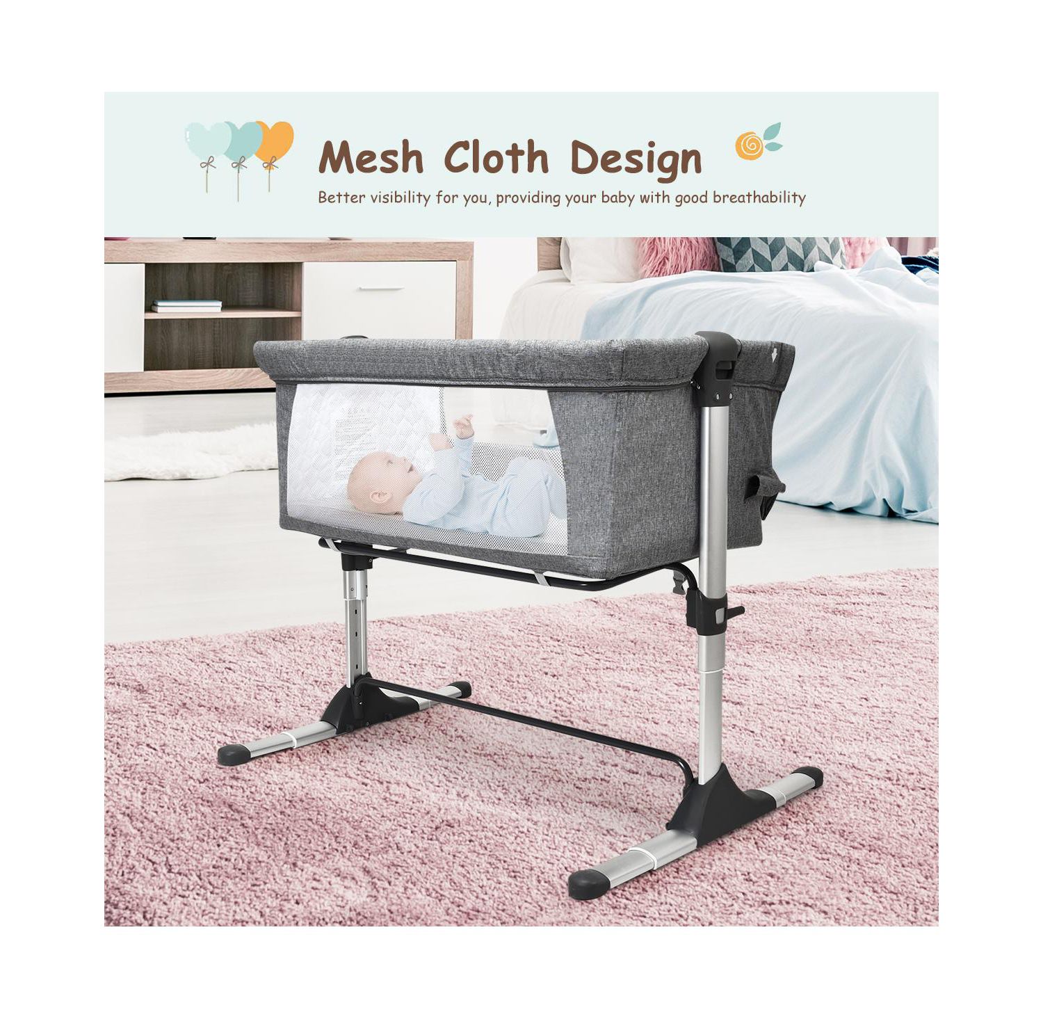 Baby Portable Bed Side Sleeper Travel Bassinet Crib