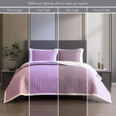 100% Cotton Sateen 3 Piece Textured Quilted King Size Coverlet Set