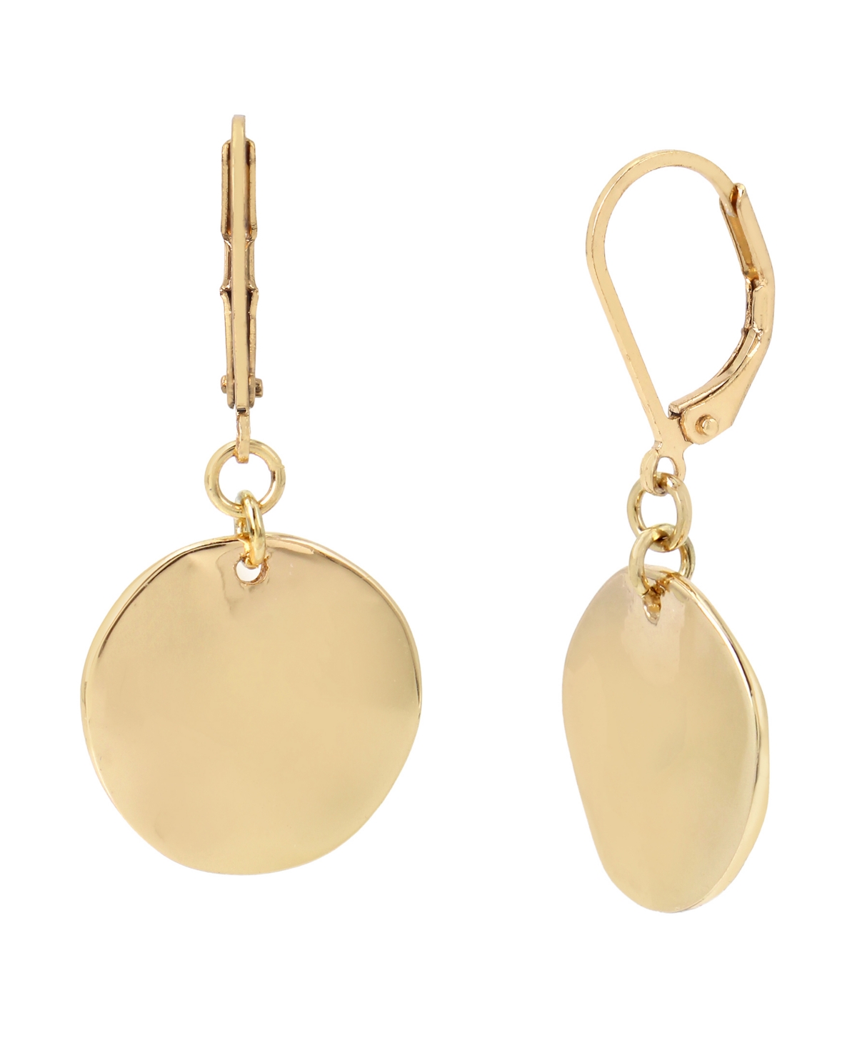 Gold Disc Drop Earrings - Gold