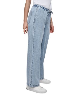 Women's High Rise Drawstring-Waist Cotton Jeans