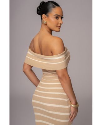 Women's Off The Shoulder Striped Dress