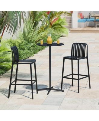 29.5" Outdoor Modern Plastic Patio Bar Height Stools (Set of 2)