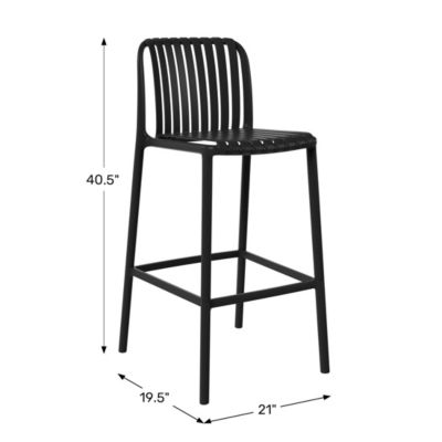 29.5" Outdoor Modern Plastic Patio Bar Height Stools (Set of 2)