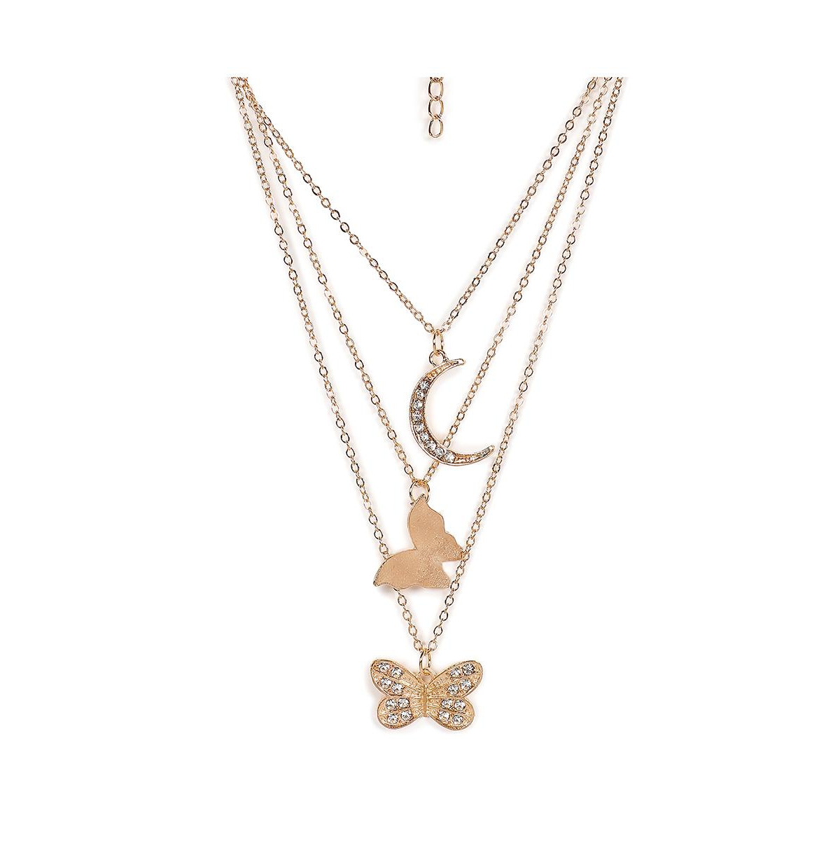 Sohi Women's Gold Plated Designer Stone Multi-layer Necklace In Gold