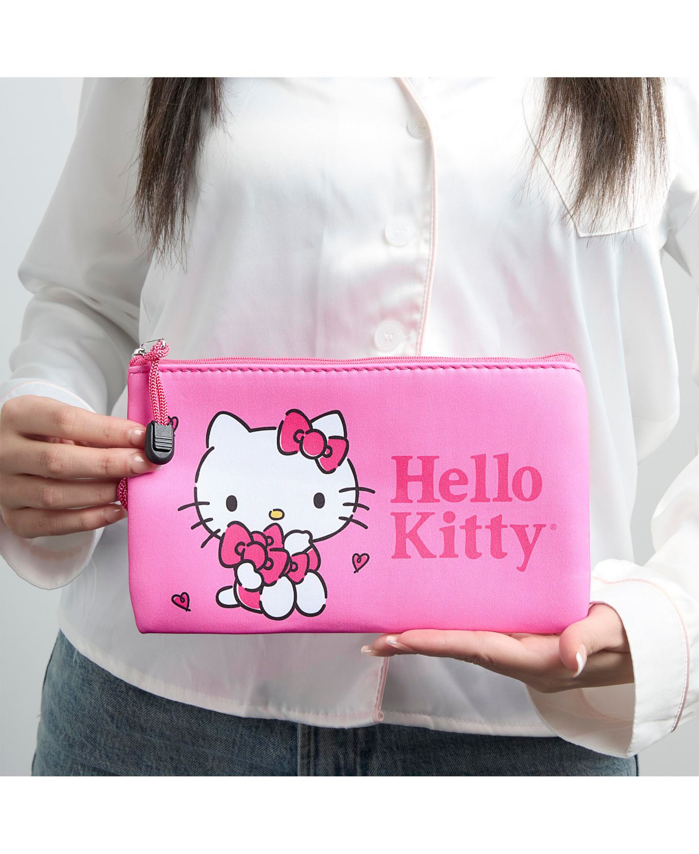 Сумка Hello Kitty Makeup Bag Official License, Pink Neoprene Zip Pouch for Travel, Sanrio Travel Gifts — фото 3