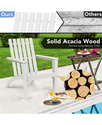 2PCS Patio Adirondack Chair Side Table Set Solid Wood Garden Deck