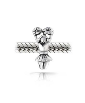 Set of 2 USA Rugby Sports & School Spirit Cheerleader Charm Bead Sterling Silver
