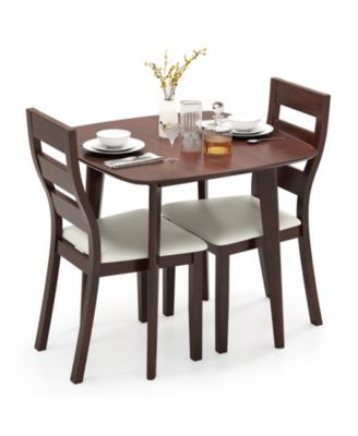 3-Piece Dining Table Set with Wooden Square Kitchen Table and 2 Chairs