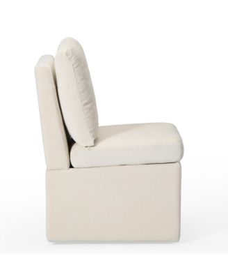 Modern 2-Piece Upholstered Chenille Armless Dining Chairs with Casters