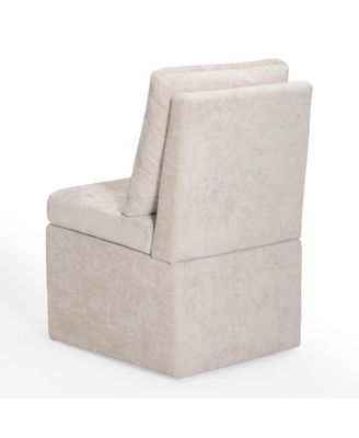 Modern 2-Piece Upholstered Chenille Armless Dining Chairs with Casters