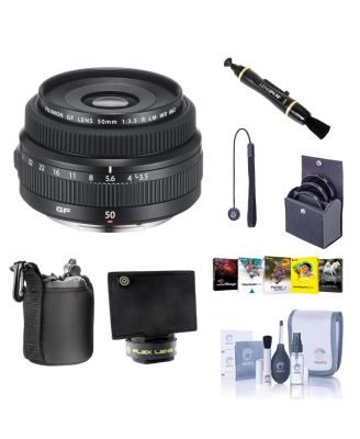 GF 50mm f/3.5 R LM WR Lens, Bundle with ProOptic 62mm Filter Kit, Cleaning Kit, Lens Cap Tether, Lens Case, Flex Lens Shade, Lens Cleaner, PC