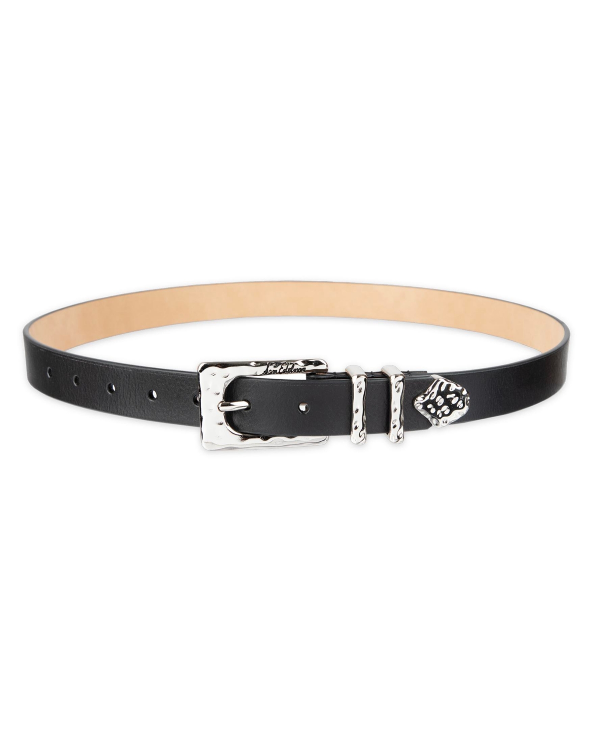 Women's Hammered Metal Casual Leather Belt - Light Brown