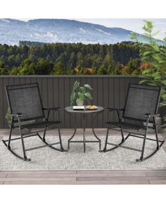 2 PCS Patio Folding Rocking Chair Heavy-Duty Metal Frame Rockers Outdoor